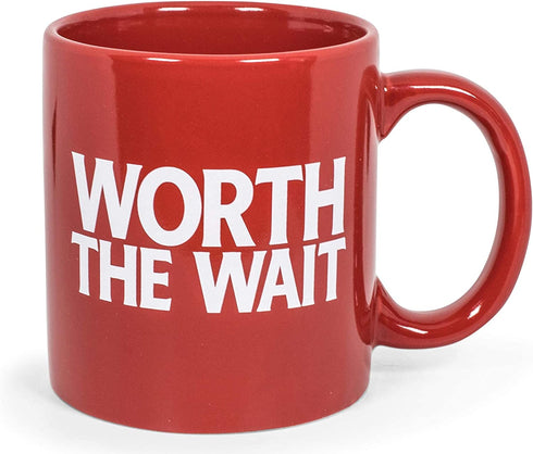 Heinz Ketchup Logo"Worth The Wait" Ceramic Coffee Mug | Collectible Drinkware And Novelty Kitchen Gifts | Oversized Cup For Tea, Cocoa, Hot And Cold Beverages | Holds 16 Ounces