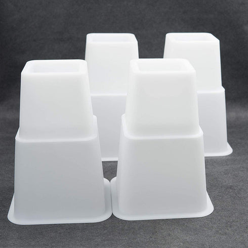 HomeRoots Bed Risers Set of 8 Heavy Duty Plastic 3, 5 or 8 Inch Adjustable Risers for Bed, Furniture Sofa, Table, and Chair - White