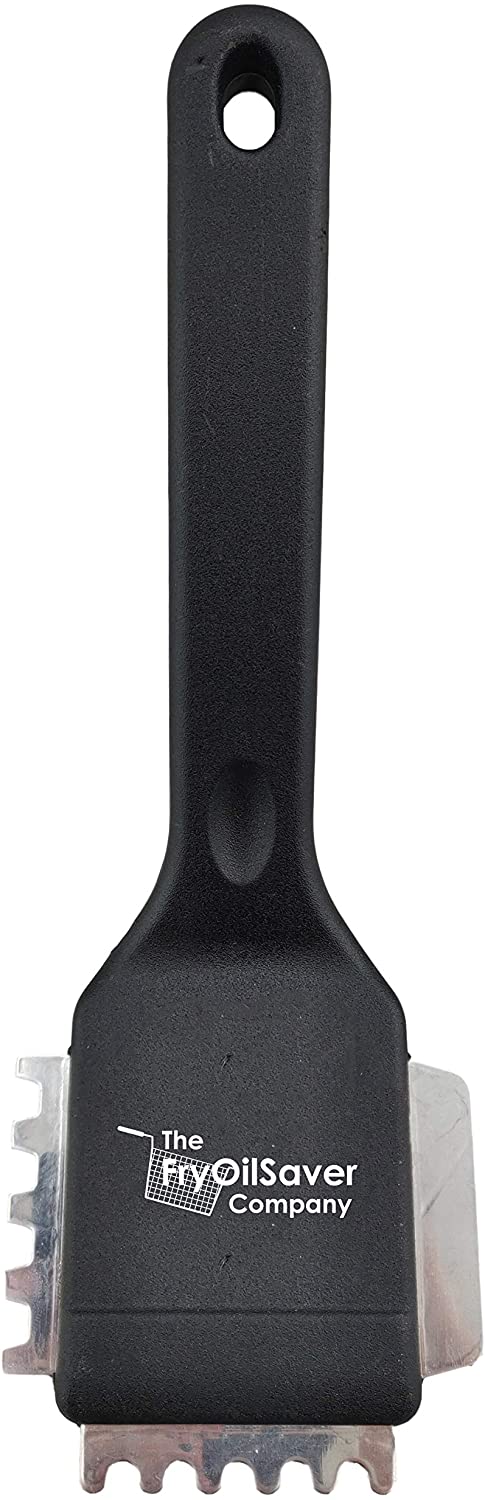 FryOilSaver Co. 90052 Panini Grill Brush - Commercial Electric Grill Stiff Bristle Brush - Stainless Steel Bristles with Hard Plastic Handle - 3 Different Scraper Heads - Heavy Duty Small Grill Brush