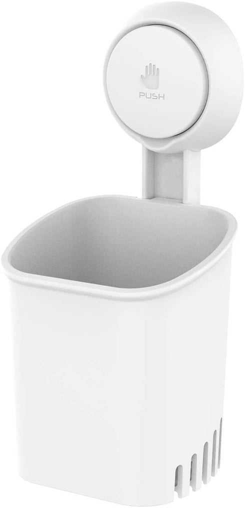 LEVERLOC Toothbrush Holder Suction Cup Wall Mounted Drill-Free for Bathroom Shower Electric Toothbrush Toothpaste Razor Holder Removable Waterproof Sturdy Self Draining, Tableware Holder for Kitchen