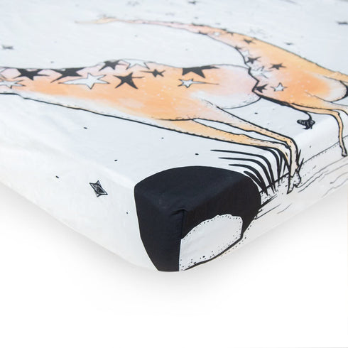 JumpOff Jo - Fitted Crib Sheet, Super Soft 100% Cotton Sheet for Standard Crib Mattresses and Toddler Beds, 28 in. x 52 in. - Giraffe and a Calf