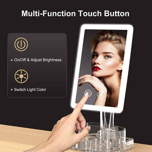 Light up Makeup Mirror with Light, Cosmetic Mirror with Storage