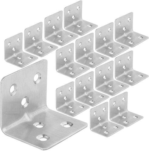 64 PCS Stainless Steel Corner Brace, 38MM X 30MM X 30MM Heavy Duty Right Angle Bracket for Wood, Metal Joint Bracket Shelf Support L Shape Bracket for Shelves, Furniture, Cabinet