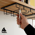 Wine Glass Rack Under Cabinet - 4 Row Iron Stemware Rack With A Steel Wine Stopper - Our Wine Glass Hanger Holds Wine, Brandy, Margarita, Martini Glasses & More - 1 Rack, Black
