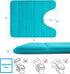 Buganda Memory Foam Contour Toilet Bath Rug, U-Shaped Non Slip Absorbent Thick Soft Washable Bathroom Rugs, Floor Carpet Bath Mat for Bathroom Sink Toilet (20" x 24", Teal)