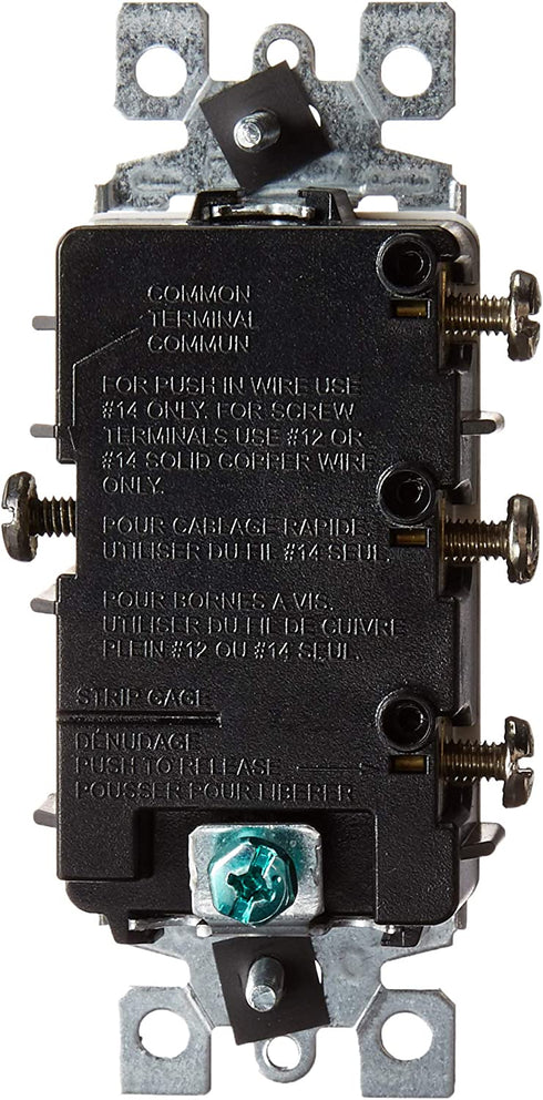Leviton 1755-W 15 Amp, 120 Volt, Decora Single-Pole, AC Combination Switch, Commercial Grade, Non-Grounded, White