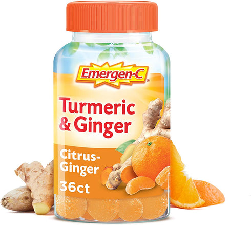 Emergen-C Citrus-Ginger Gummies, Turmeric and Ginger, Immune Support Natural Flavors with High Potency Vitamin C, 36 Count