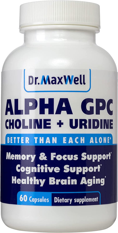 Alpha GPC 600mg + Uridine, a Choline Enhancer. Better Than Alpha-GPC or Uridine ?lone. Best Alpha GPC Choline: 2in1, Soy Free, No Fillers, USA. Best Choline Form, 60 Pills, Money Back Guarantee