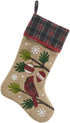 Comfy Hour Joyful Holiday Collection 18"x11" Christmas Winter Cardinal with Pine Tree Branch Ornament Snowflake Stocking, White and Gold, Jute