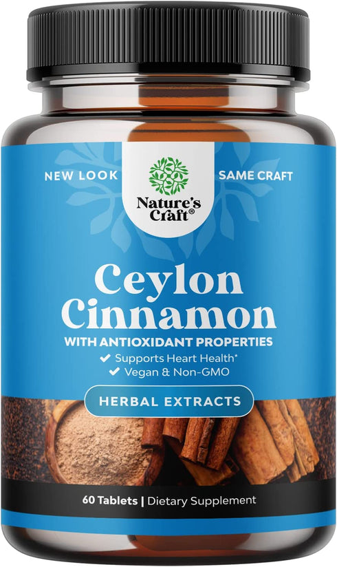 Organic Ceylon Cinnamon Tablets 1000mg - Organic Ceylon Cinnamon Powder Memory Supplement for Brain Support - Non GMO Organic Cinnamon Pills for Heart Health and Organic Immune System Booster