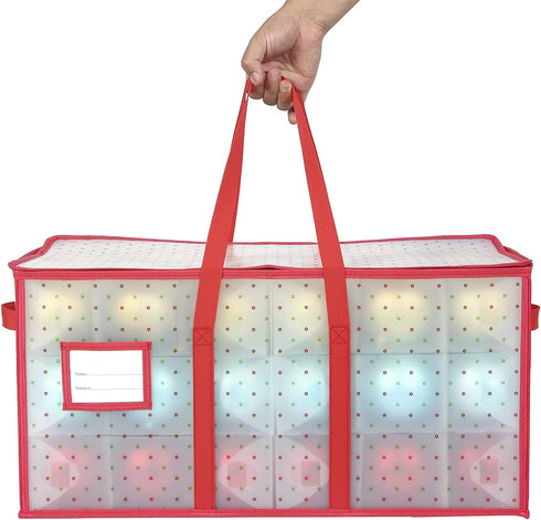 Sattiyrch Plastic Christmas Ornament Storage Box with Dual Zipper Closure - Box Contributes Slots for 128 Holiday Ornaments 4 Inches - Keeps 54 Xmas Holiday Ornaments (4 Inches.54pcs)