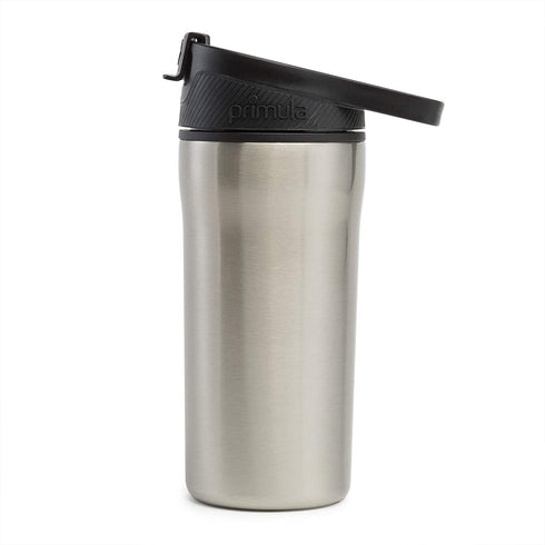 Primula Commuter Thermal Coffee Mug Water Bottle with Multifunction Carabiner Lid, 16 Oz, Brushed Stainless Steel