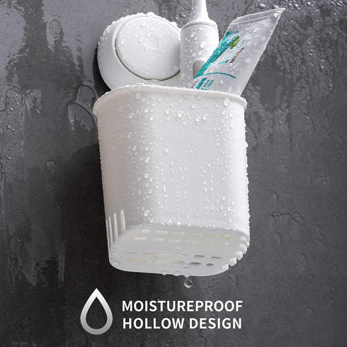 LEVERLOC Toothbrush Holder Suction Cup Wall Mounted Drill-Free for Bathroom Shower Electric Toothbrush Toothpaste Razor Holder Removable Waterproof Sturdy Self Draining, Tableware Holder for Kitchen