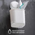 LEVERLOC Toothbrush Holder Suction Cup Wall Mounted Drill-Free for Bathroom Shower Electric Toothbrush Toothpaste Razor Holder Removable Waterproof Sturdy Self Draining, Tableware Holder for Kitchen