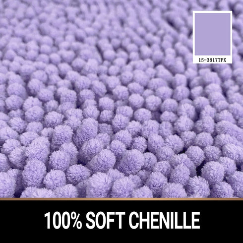 MAYSHINE Soft Plush Microfiber Bathroom Rug, Absorbent Machine Washable Chenille Bath Mat | Non-Slip Quick Dry Shag Carpet, Great for Bath, Shower, Bedroom, or Door Mat (Lavender, 17x24)