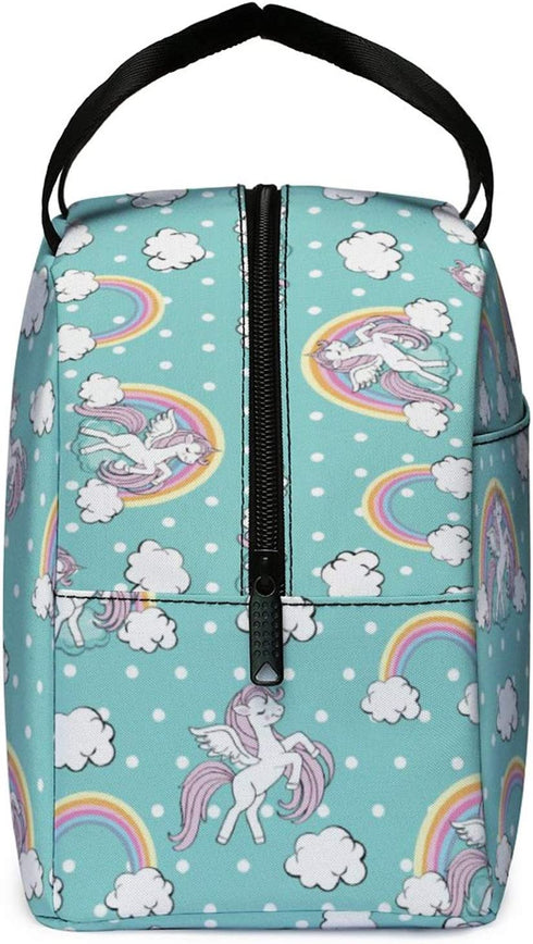 Lunch Bag for Kids, Cute Insulated Kids Lunch Box Container Reusable Cooler Lunch Tote Bag for Children Girls and Boys, School Picnic Travel Outdoors(Light Green with Unicorn)