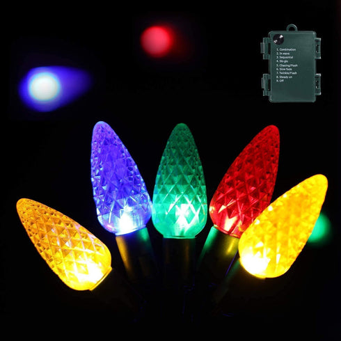 Anycosy C6 Christmas String Lights, 32.8 Ft 100 LED Battery Operated Strawberry Lights, Waterproof Indoor Outdoor 8 Modes Fairy Lights Christmas Decorations