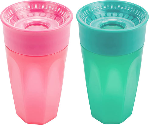 Dr. Brown's Cheers 360 Spoutless Training Cup, 9m+, 10 Ounce, Pink/Turquoise, 2 Count