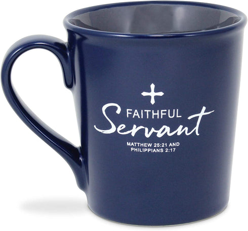 Lighthouse Christian Products Faithful Servant Navy Blue 16 Ounce Ceramic Mug