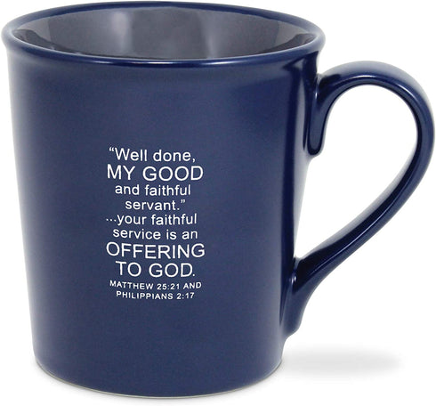 Lighthouse Christian Products Faithful Servant Navy Blue 16 Ounce Ceramic Mug
