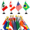 ANLEY 24 Countries Deluxe Desk Flags Set - 8 x 5 Inches Miniature American US Desktop Flag with 13" Black Pole - Vivid Color and Fade Resistant - Come with Black Base and Golden Top