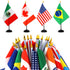 ANLEY 24 Countries Deluxe Desk Flags Set - 8 x 5 Inches Miniature American US Desktop Flag with 13" Black Pole - Vivid Color and Fade Resistant - Come with Black Base and Golden Top