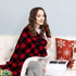 HBlife Sherpa Buffalo Plaid Christmas Throw Blanket for Couch 50X60 Inches, Super Cozy Fuzzy Fleece Warm Plush Holiday Decorative Cabin Blankets and Throws, Black and Red