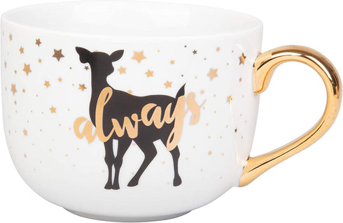 Harry Potter Latte Coffee Mugs, Set of 2 - After All This Time, Always - Deathly Hallows and Doe Patronus Designs - Great Valentines Day Gift - 16 oz