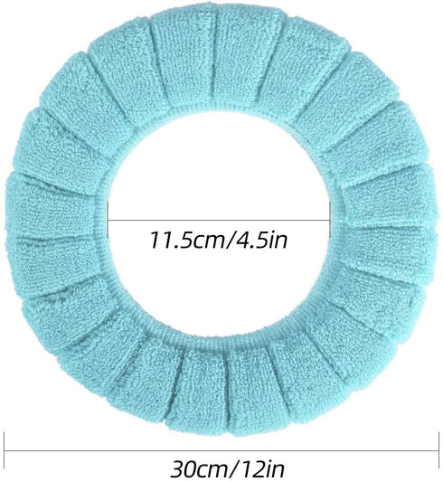 ZeeDix 5 Pcs Thicker Bathroom Soft Toilet Seat Cover Pad-Warmer StretchableFibers Easy Installation Cushioned Lid Covers, Washable and Comfortable Toilet Seat Cover Pads (5 Random Color)