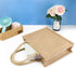 Segarty Tote Bags, 3 Pack Medium Burlap Jute Reusable Canvas Gift Favors Bag with Handles Blank Totes Bulk for Bridesmaid Wedding, Women Market Grocery Shopping, Bachelorette Party, Beach Trip, DIY