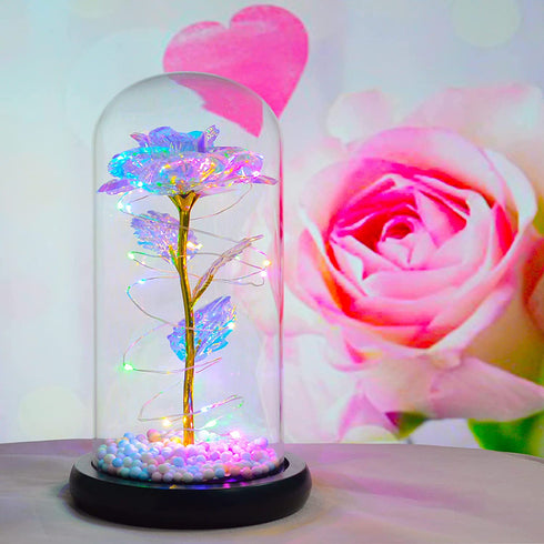 Birthday Gifts for Women,Gifts for Mom from Daughter, Eternal Glass Flowers Gift, Galaxy Flower Roses in Glass Dome,Unique Gifts is for Girlfriend?Christmas? Anniversary,Valentine's Day