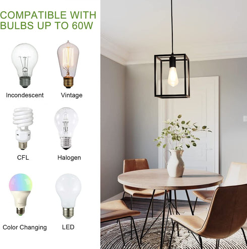 1 Light Black Lantern Pendant Light Fixture, Depuley Rustic Hallway Chandelier Lighting with Adjustable Cord, Rectangle Metal Cage Hanging Lights for Foyer /Kitchen Island/Bar/Entryway, 1XE26 Base