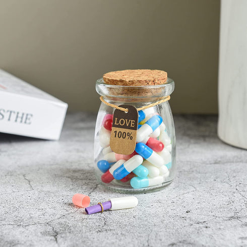 Love Capsules in a Glass Bottle Gift Yadream Love Letter Capsule Pills with Wishing Bottle for Birthday Valentines Christmas Anniversary Graduation (Mixed color 60PCS)