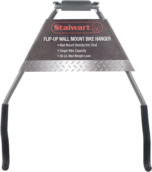 Stalwart 75-ST6016 Bike Rack Wall Hook, Wall Mount Flip-Up Bike Storage, Bicycle Holder / Hanger with EVA Foam - Bike Accessories for Garage or House