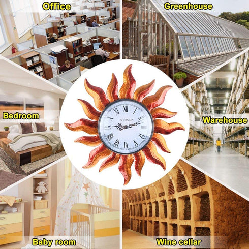 MUMTOP Indoor Outdoor Wall Clock Outdoor Clock Wall-Mounted Clock Exquisite Decoration (Sun)