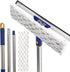 ITTAHO Rotated Window Cleaning Tool,Window Squeegee and Microfiber Scrubber with 53" Stainless Steel Pole,Long Handle Window Washing Equipment for Indoor Outside High Window-Two Pads