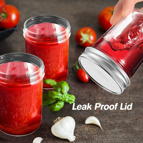 TGJOR Mason Jars 16 OZ with Airtight lid, 6 Pack Canning Mason Jars perfect for Fermenting, Jam, Honey, Wedding Favors and Baby Foods, Freezing and Dishwasher Safe (wide mouth)