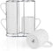 Teocera Porcelain Coffee Mugs with Stand, Coffee Mug Set - 11 Ounce for Tea, Cocoa, and Mulled Drinks - Set of 4, White