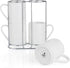 Teocera Porcelain Coffee Mugs with Stand, Coffee Mug Set - 11 Ounce for Tea, Cocoa, and Mulled Drinks - Set of 4, White