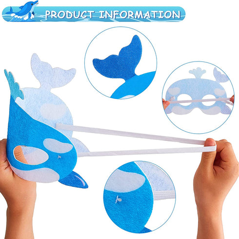 18 Pieces Ocean Animals Felt Masks Sea Animal Masks Shark Octopus Dress-Up Masks Animal Theme Masks for Under The Ocean Themed Birthday Halloween Masks Dress-Up Costume Party Supplies