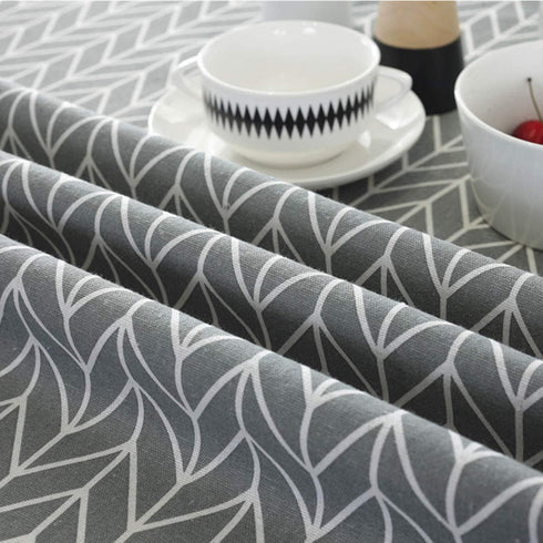 Cotton Linen Tablecloth Grey Arrow Round Table Cover for Dining Kitchen Home Tabletop Decoration, Round - 60 Inch