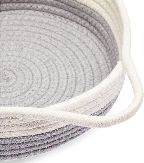 Juvale Grey Woven Basket Set with Handles (9.8 x 8.7 x 2.8 in, 3 Pack)
