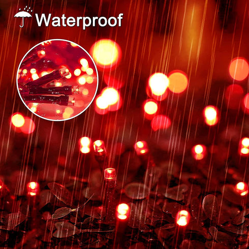 JMEXSUSS 200 LED Red Christmas Lights Outdoor, 66ft Expandable Christmas Tree Lights Plug in, 8 Modes Waterproof Twinkle String Lights Indoor, for Valentine Wedding Garden Party Xmas Decorations