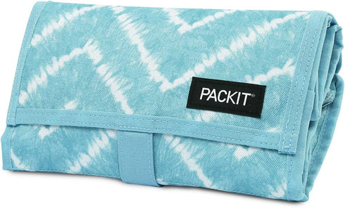PackIt Freezable Lunch Bag with Zip Closure, Aqua Tie Dye