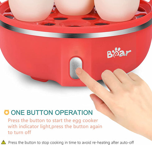 Bear Rapid Electric Egg Cooker,14 Capacity Double Tier Egg Boiler,Auto Shut-Off Egg Poacher for Hard Boiled Poached Scrambled Omelets Steamed Vegetables Dumplings,Red