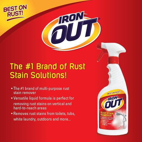 Iron OUT Spray Gel Rust Stain Remover, Remove and Prevent Rust Stains in Bathrooms, Kitchens, Appliances, Laundry, and Outdoors, 16 Ounce