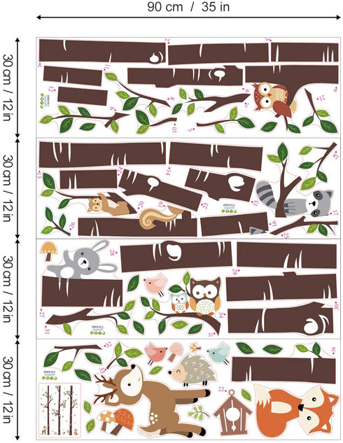 decalmile Large Birch Tree and Forest Animal Wall Decals Owl Squirrel Deer Wall Stickers Baby Nursery Kids Bedroom Living Room Wall Decor (H: 69 Inches)