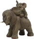 Ebros Small Wildlife Elephant Father and 2 Calves On Piggyback Playing Statue 5.25" Tall Resin Safari Elephants Family Figurine Sculpture Decor Gifts