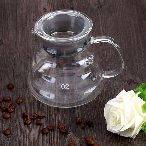 500ml Glass Teapot Coffee Kettle Tea Drip Pot Thickened Heat Resist Water Pot with Handle Lid for Hand Coffee Tea Brewing