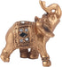 Gold Elephant Resin Statue, Facing Upwards Elephant Figurine with Trunk Up Collectible Sculpture Decoration for Lucky Feng Shui Wealth Home Decor Good Luck, 3.54inch